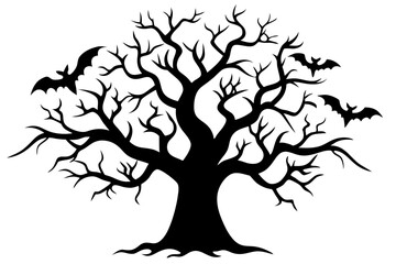 Halloween tree silhouette vector collection, Spooky tree silhouette



