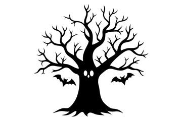 Halloween tree silhouette vector collection, Spooky tree silhouette



