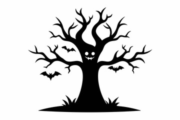Halloween tree silhouette vector collection, Spooky tree silhouette



