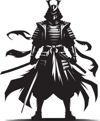 samurai warrior sward man mascot Silhouette illustration isolated on a white background