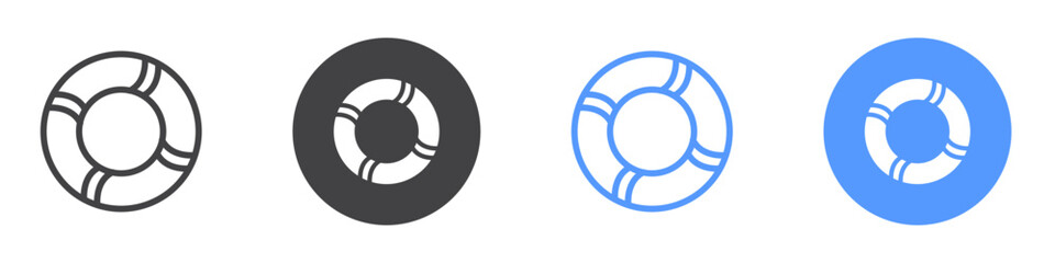 Life buoy icon Flat art in black and white isolated