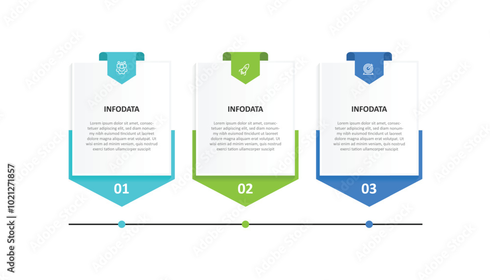 Poster 3 line connected for infographic template with icons and 3 step process or option 