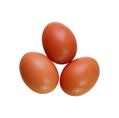 Three brown Eggs isolated on a transparent background