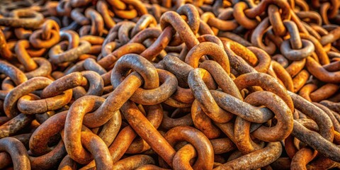 Fototapeta premium A Close-Up View of a Pile of Intertwined Rusty Chains, Creating a Textural and Industrial Aesthetic