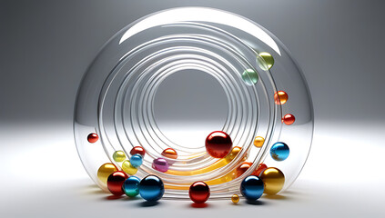 transparent spiral colorful spheres creating festive feel