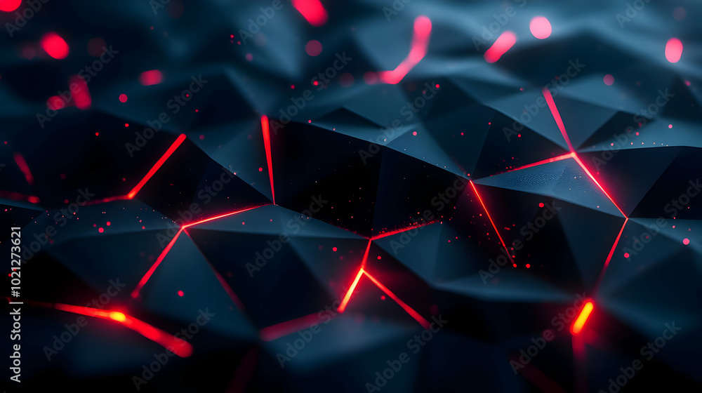 Poster abstract 3d background with red glowing lines