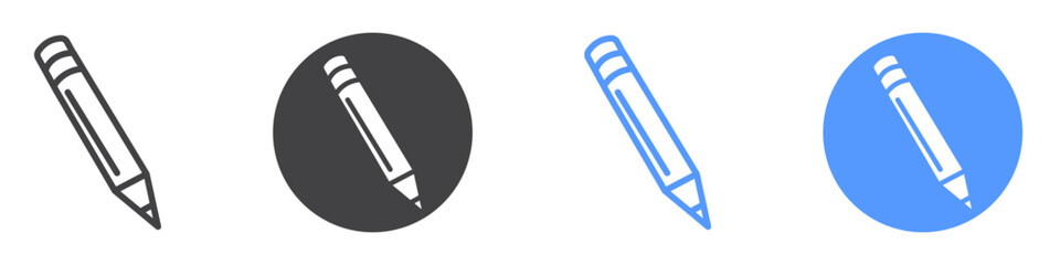 Pencil icon Flat art in black and white isolated