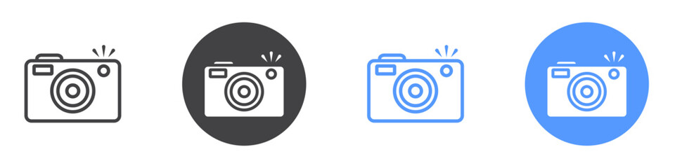 Photo Camera icon Flat art in black and white isolated