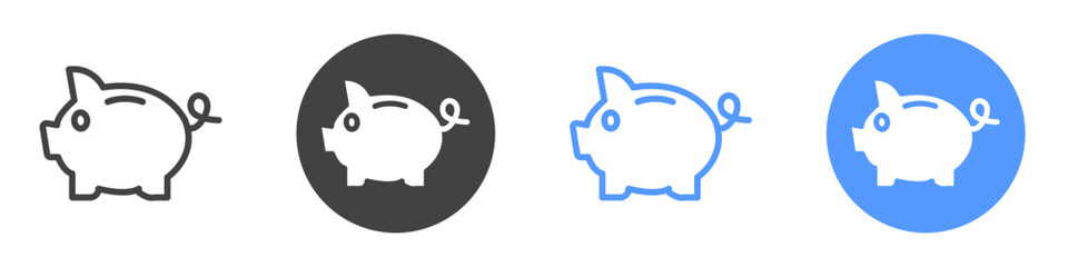 Piggy bank icon Flat art in black and white isolated