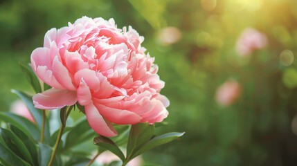Obraz premium Pink Peony Flower in Bloom: A Delicate Floral Photography