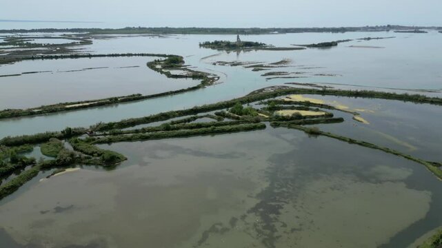 Grado Lagoon seen from above. Between waters, islands and uncontaminated nature