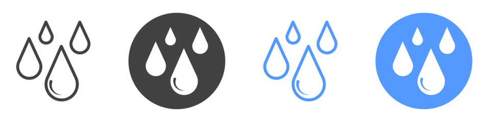 Raindrops icon Flat art in black and white isolated