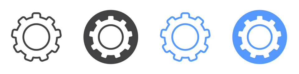 Settings button icon Flat art in black and white isolated