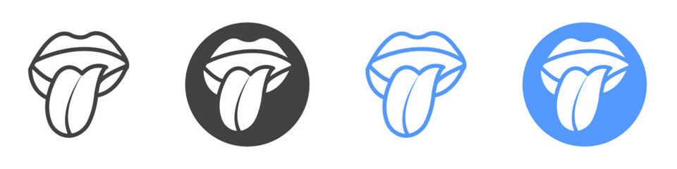Tongue icon Flat art in black and white isolated
