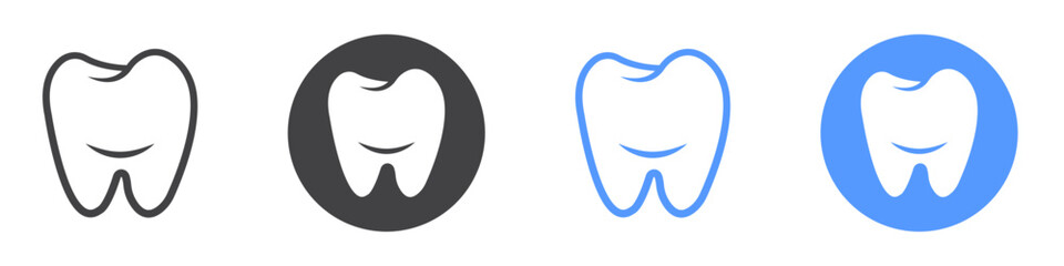Tooth icon Flat art in black and white isolated