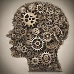 human head with gears