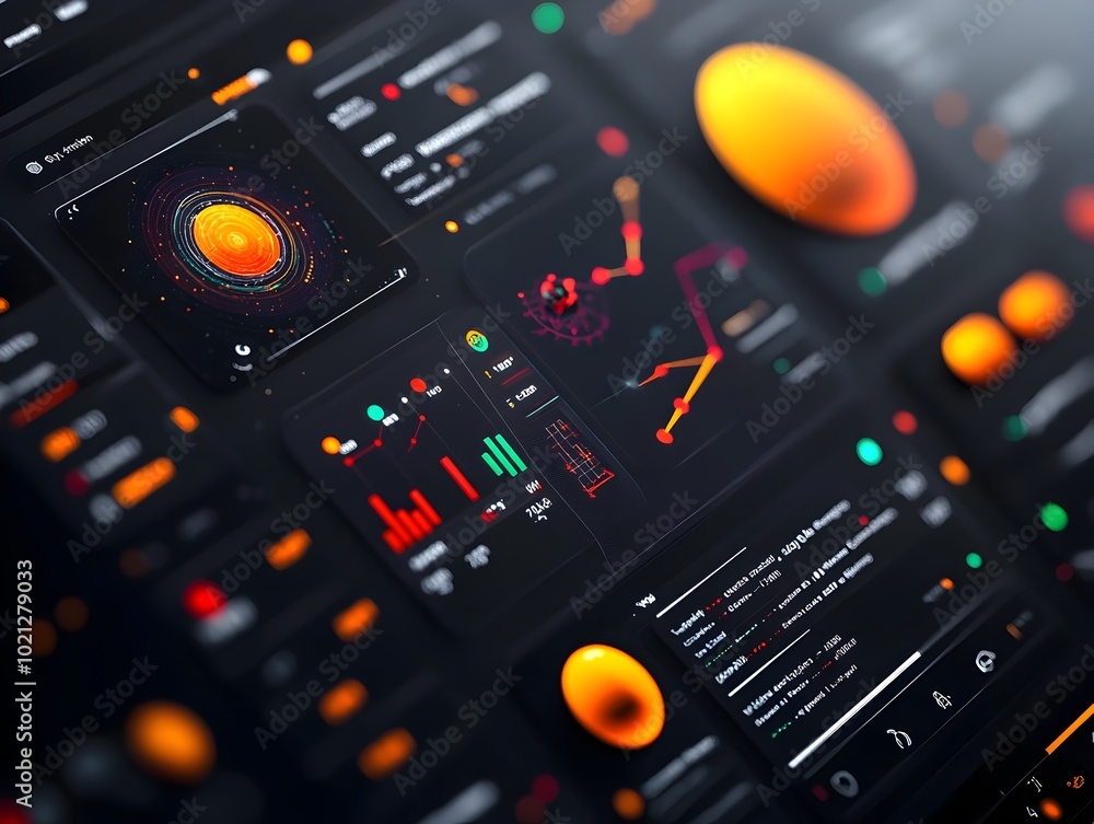 Poster visually striking digital data dashboard featuring a clean polished and modern sci fi themed user in