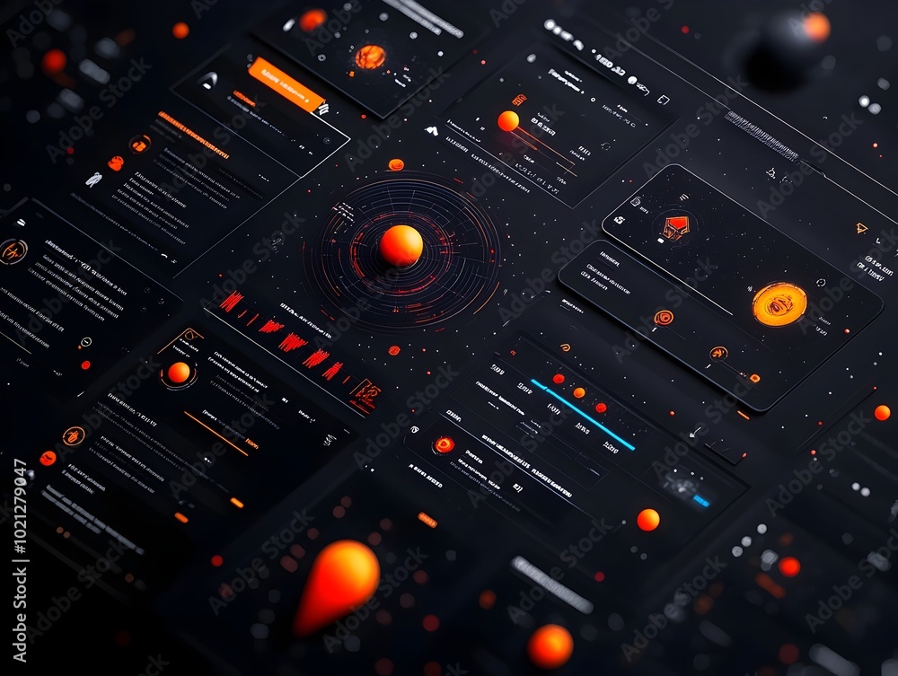 Poster visually striking digital data dashboard with polished sci fi user interface design clean modern and