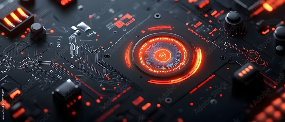 Poster immersive techno futuristic data dashboard featuring a luminescent touch enabled interface holograph