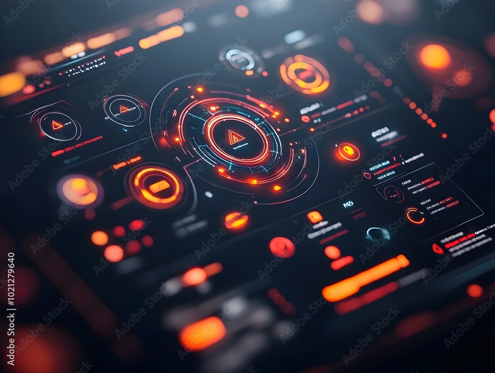 Poster futuristic digital dashboard with holographic hud and streamlined visualization interface for seamle