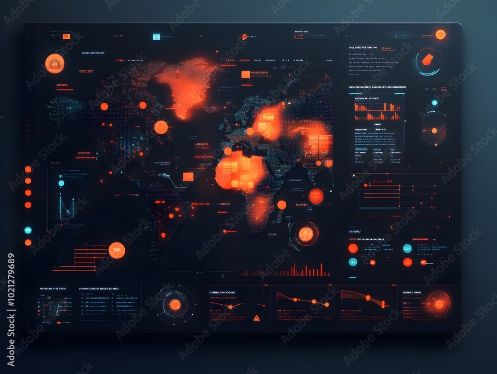 Poster cutting edge ai powered logistics dashboard with dynamic visualization of worldwide trade routes and