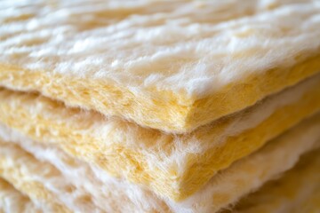 Obraz premium Close-up of layered yellow and white insulation material, showcasing texture and detail.