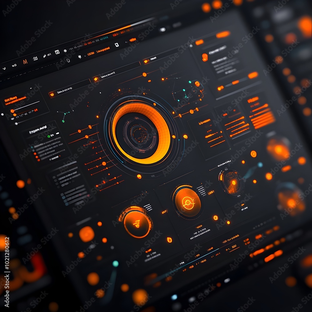 Poster cutting edge digital data analysis with sleek user interface and captivating game environment