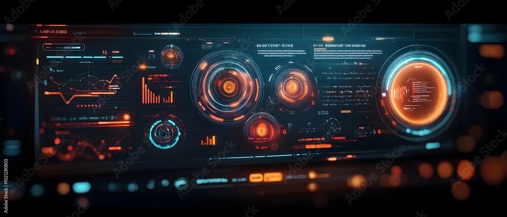 Poster mesmerizing digital data display with immersive hud overlay featuring a seamless blend of futuristic