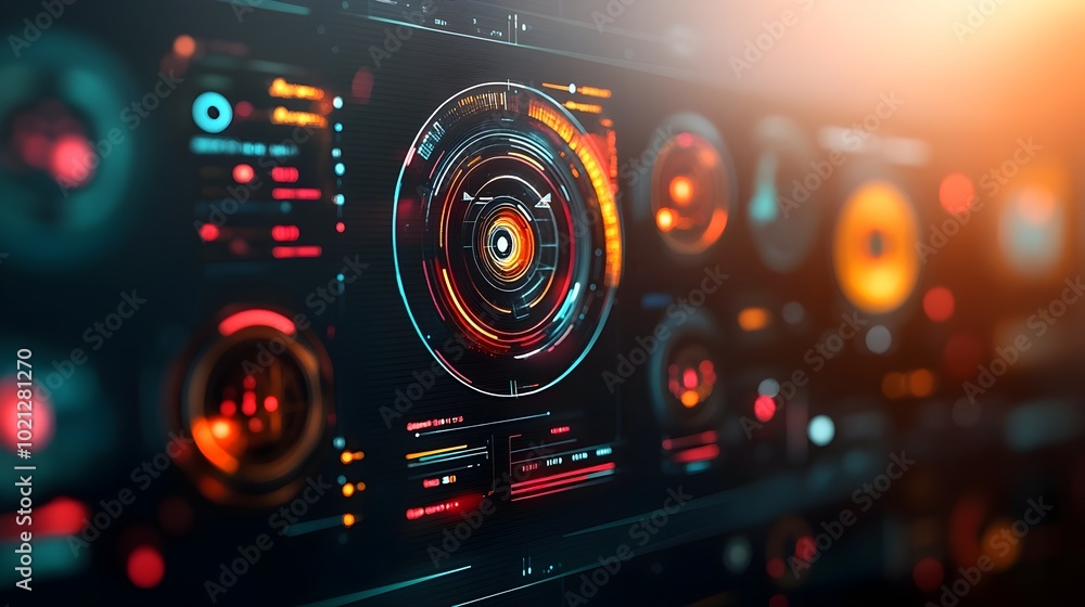 Poster captivating digital data presentation showcasing a sleek futuristic holographic user interface desig