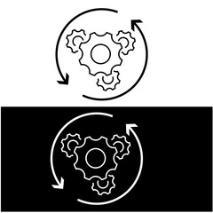 Animated gear icon. Reset illustration, flat style vector.