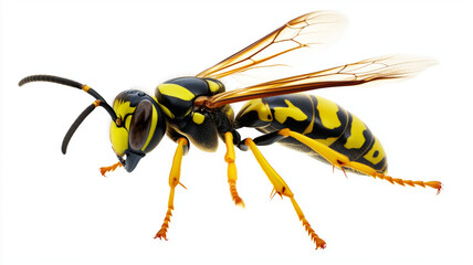 detailed hornet with striking yellow and black patterns, showcasing its aggressive nature