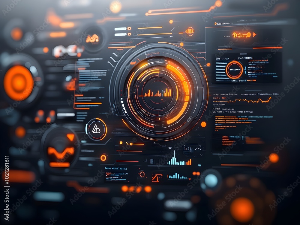 Poster mesmerizing digital data presentation featuring advanced futuristic interface components interactive