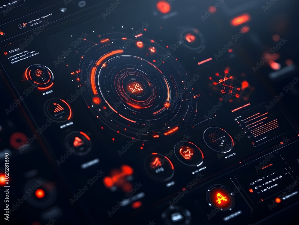 Poster sleek and intuitive digital data presentation with glowing neon tinged ui components immersive hud f