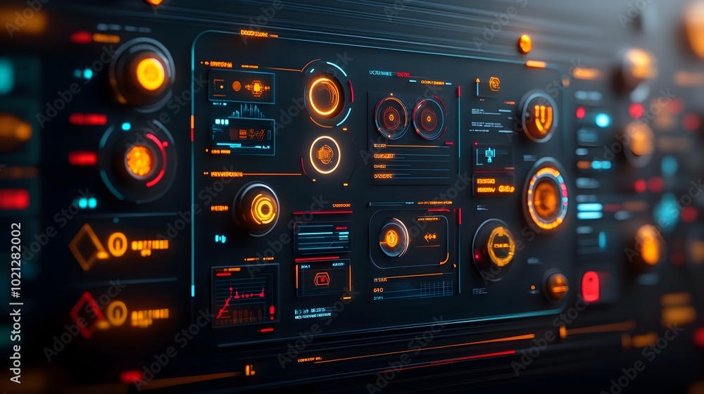 Poster a visually striking digital data display featuring a futuristic user interface with sleek lines holo