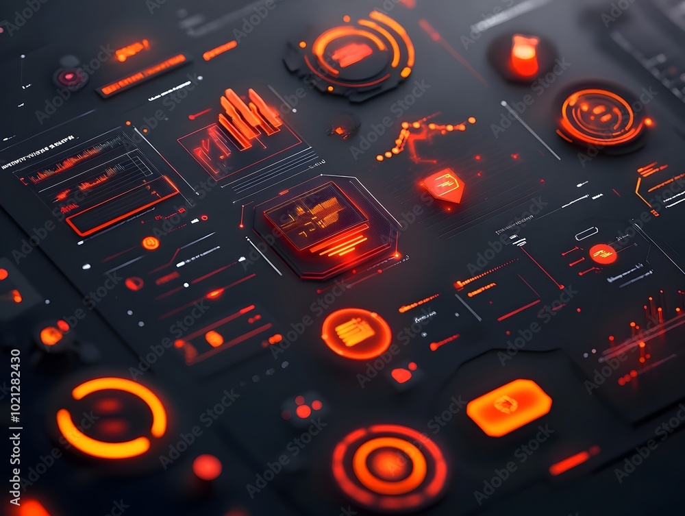 Poster cutting edge data graphics and abstract digital hud components in a minimalist innovative technology