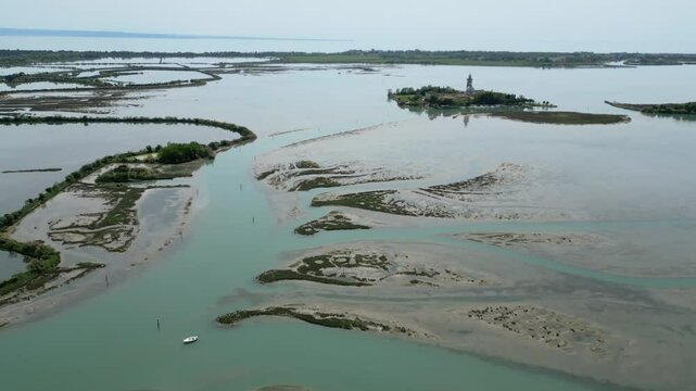 Grado Lagoon seen from above. Between waters, islands and uncontaminated nature