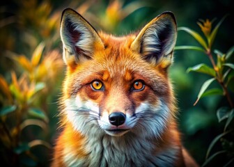 Fototapeta premium Close-Up of a Fox Facial Expression Capturing Intrigue and Playfulness in Nature's Wild Beauty