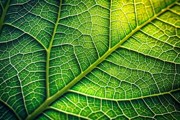 Obraz premium Close-Up of a Green Tree Leaf with Beautiful Veins and Texture Under Natural Sunlight Background