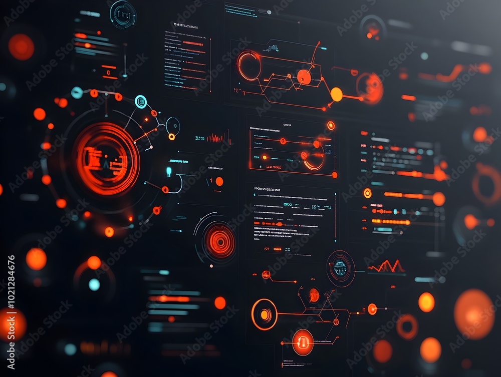 Poster futuristic data visualization concept with clean and modern user interface design featuring advanced