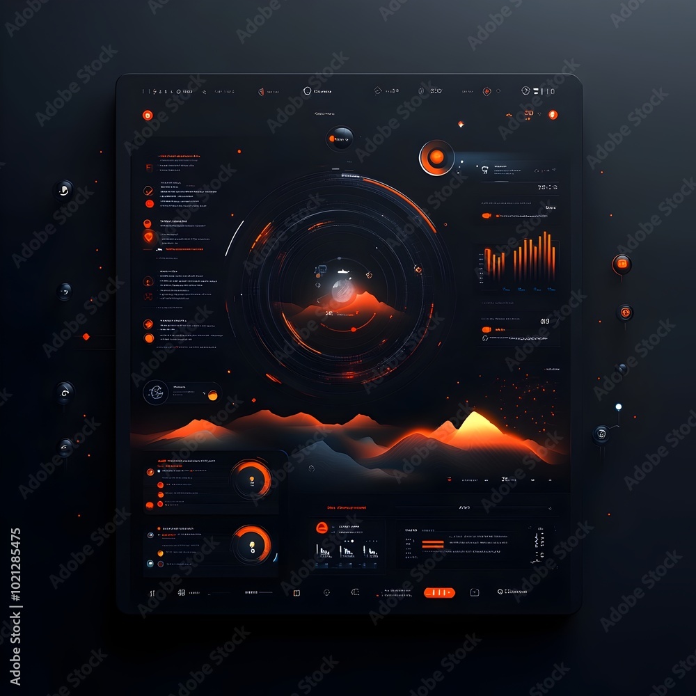 Poster captivating data visualization with a sleek and modern user interface featuring a minimalist futuris