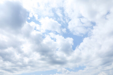 Beautiful view of blue sky with fluffy clouds