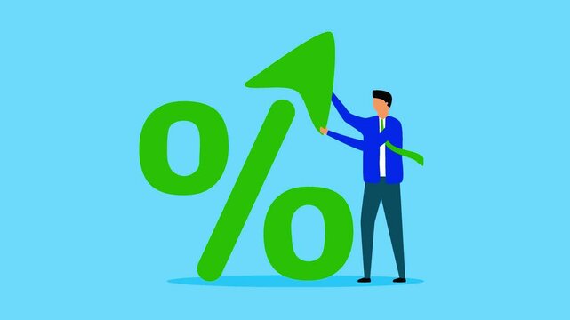 Interest rate percentage symbol, loop background animation