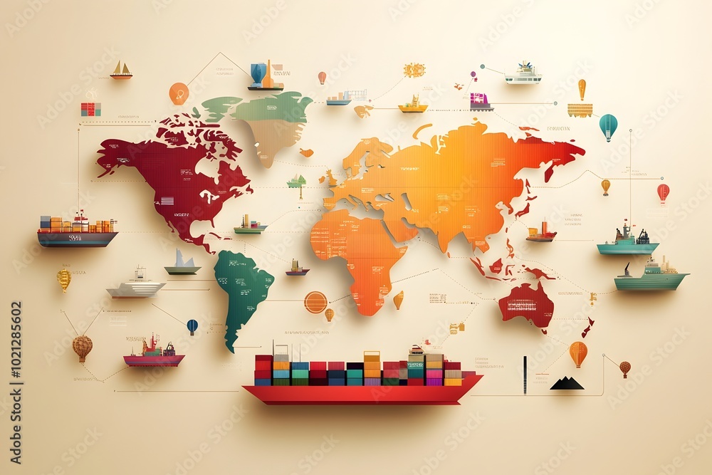 Poster intricate and sophisticated data driven visualization of the global supply chain logistics network f