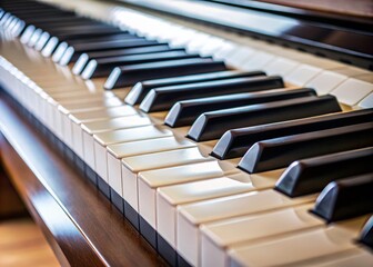 Close-up of Piano Keyboard Keys with Black and White Keys in Perfect Alignment for Musical...