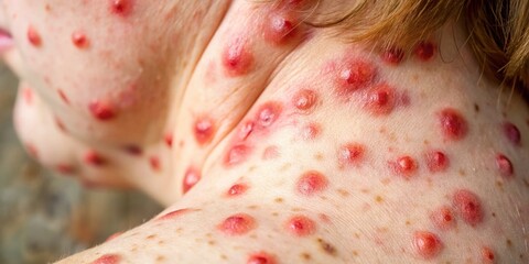 Fototapeta premium Close-up of petychia skin condition with red spots highlighting potential health concerns and symptoms