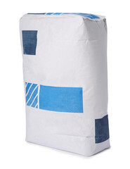 Bag of cement isolated on white. Building material