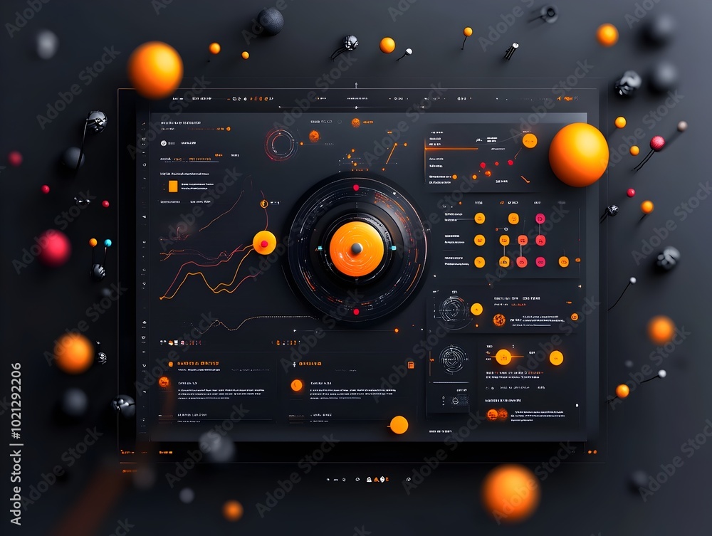 Poster visually striking digital data dashboard with a clean modern sci fi themed user interface design imm