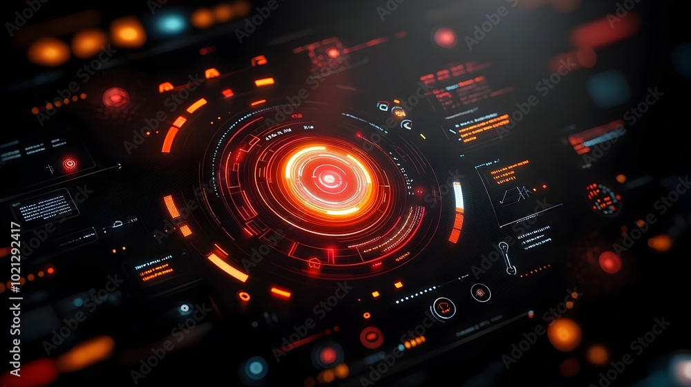 Poster striking digital data display with a futuristic user interface featuring sleek technology elements e