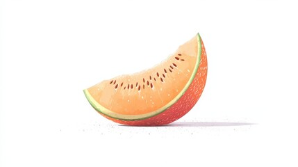 Fototapeta premium Sweet Melon Delight: Anime Vector Illustration in Minimalist Style with Muted Colors and Low Saturation on Clean White Background