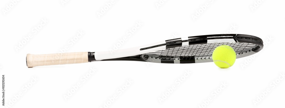 Canvas Prints Tennis racket and ball isolated on white